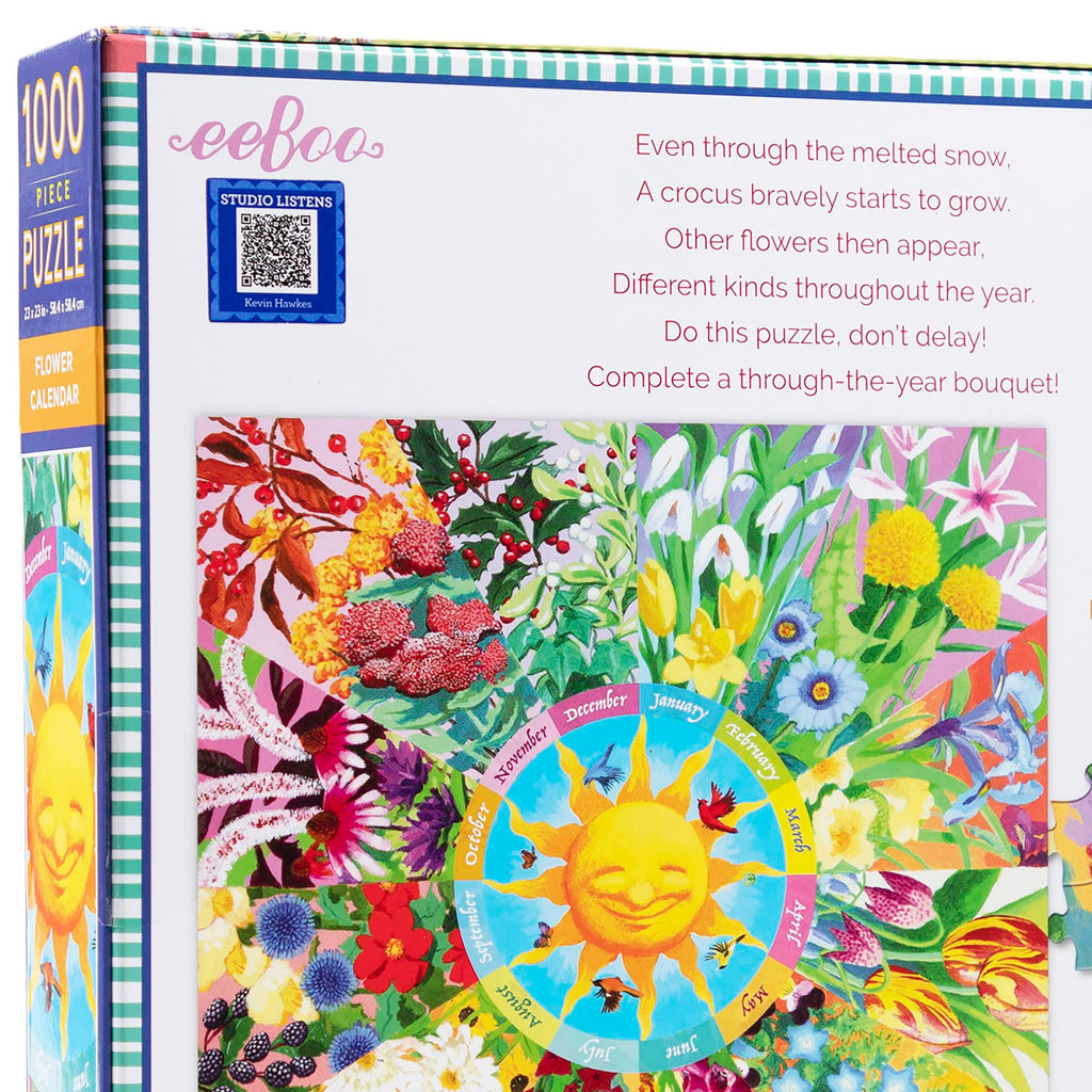 Eebbo 1000 Piece Floral Calendar Jigsaw Puzzle 58.5 x 58.5 cm