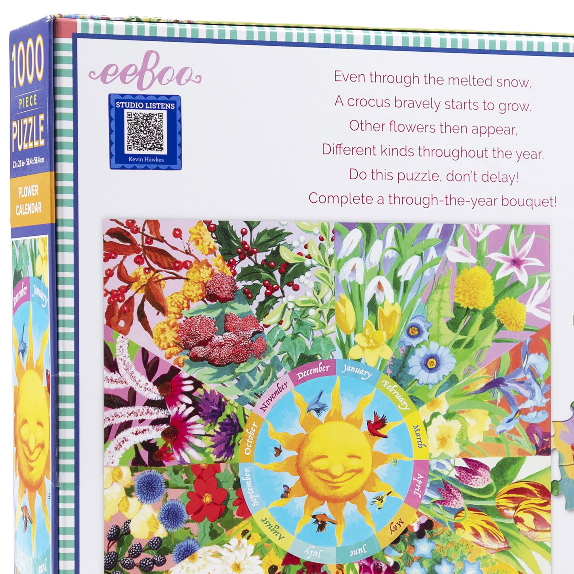 Eebbo 1000 Piece Floral Calendar Jigsaw Puzzle 58.5 x 58.5 cm