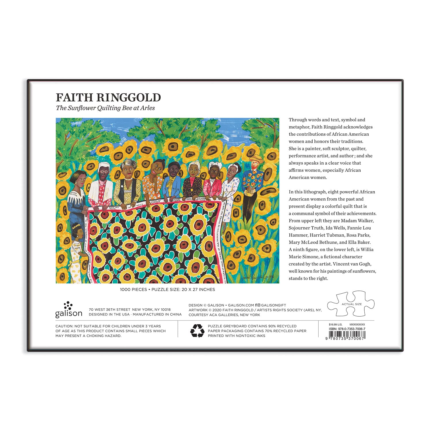 Galison 9780735370067 Faith Ringgold The Sunflower Quilting Bee at Arles 1000 Piece Puzzle