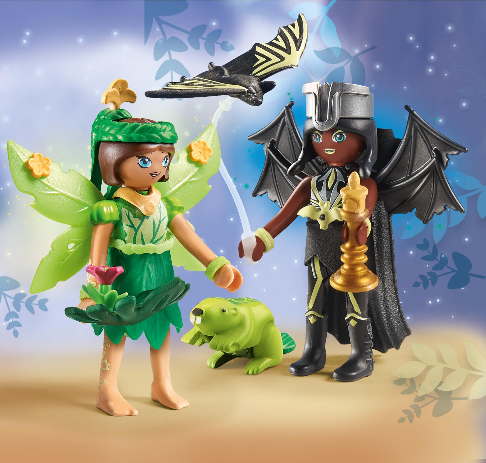 Playmobil 71350 Adventures of Ayuma - Forest Fairy & Bat Fairy with Soul Animals, mystical forest, moon and soul fairies, fun imaginative role-play, playsets suitable for children ages 7+