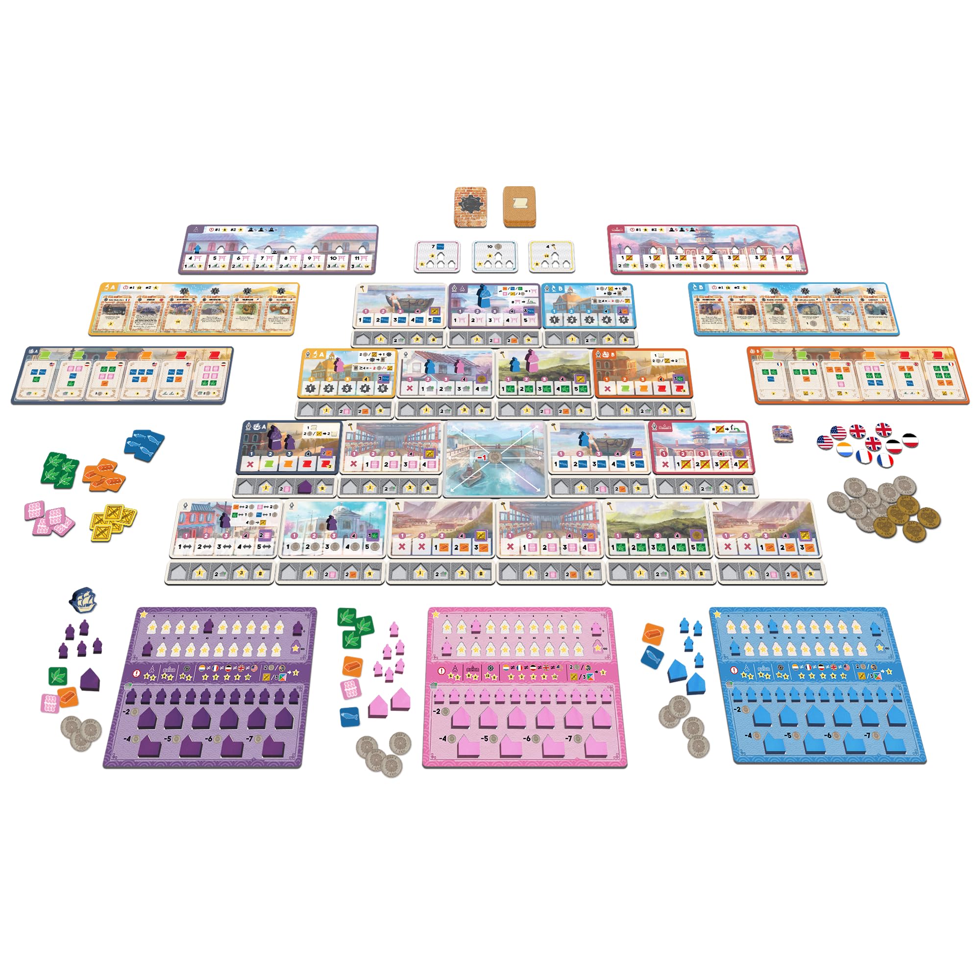 Synapses Games | Yokohama | Strategy Board Game | Worker Placement Set in Japan | 2 to 4 Players | 90 Minutes | Ages 14+