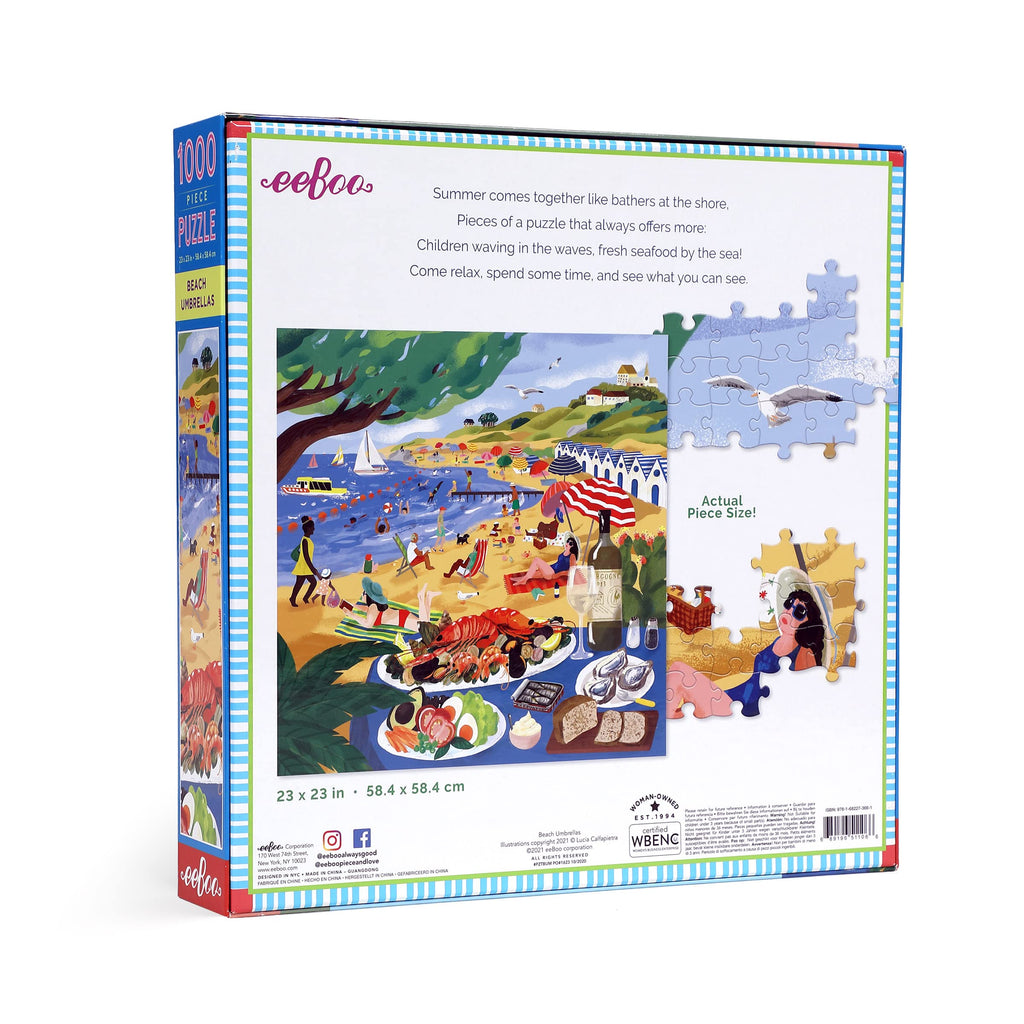 eeBoo Piece and Love Beach Umbrellas 1000 piece square adult Jigsaw Puzzle
