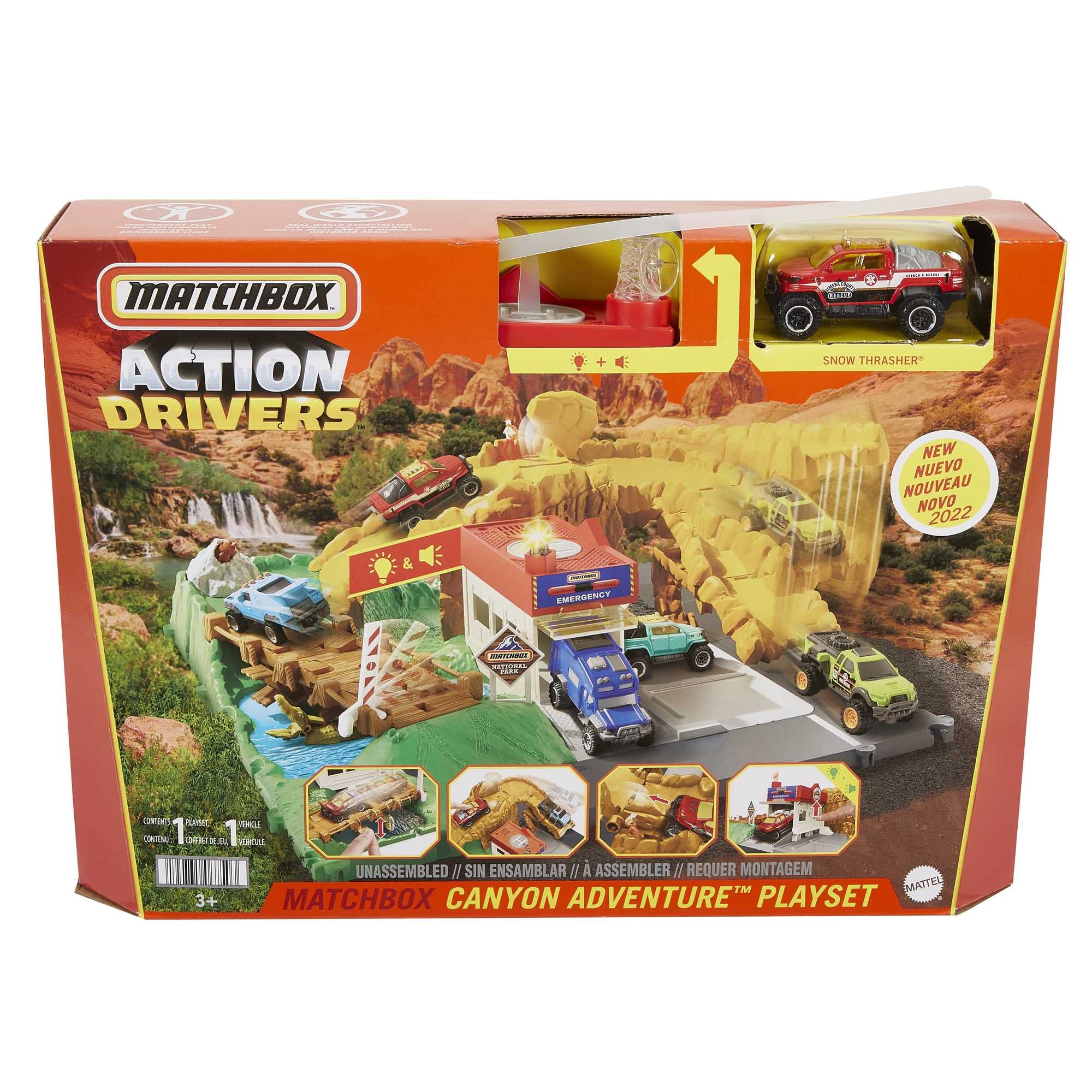 Matchbox Action Drivers - Playset with Multiple Play Areas - Working Gates and Lights - 1:64 Scale Car - Connects to Other Sets - Gift for Kids 3+