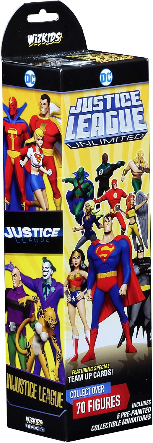WizKids DC HeroClix Justice League Unlimited Booster Pack - 5 Figures, Classic Style, Ages 12+