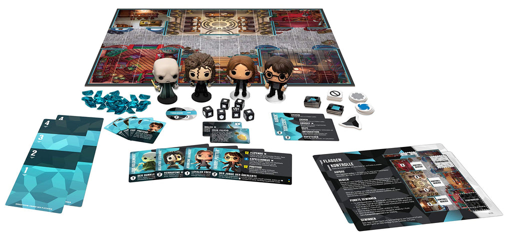 Funko Games Harry Potter 100 Funkoverse - (4 Characters Pack) Board Game, German Version - Harry, Hermione, Bellatrix LeStrange, Lord Voldemort - 3'' (7.6 Cm) POP! - Light Strategy Board Game