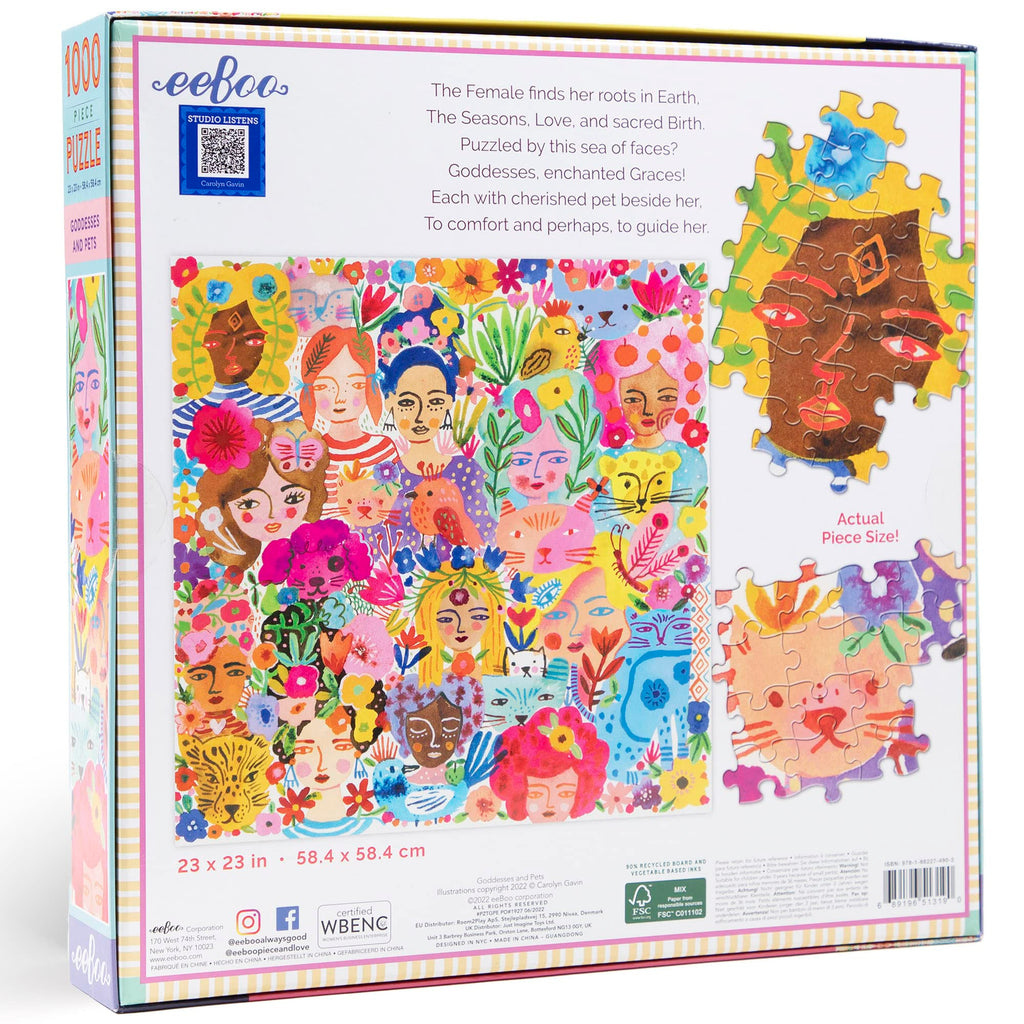 eeBoo Piece and Love Goddesses & Pets 1000 Piece Square Adult Jigsaw Puzzle/Ages 14+ (PZTGPE)
