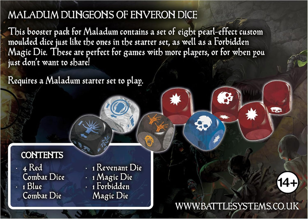 Battle Systems Maladum Dungeons of Enveron Dice - Fantasy Dungeon Crawler Game Immersive Terrain Solo, Co-op and Adversa