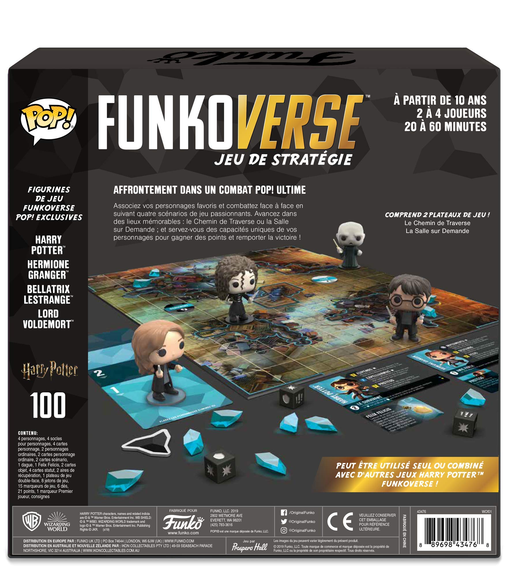 Funko Games Black Mag Funkoverse - French Version - Harry, Hermione, Bellatrix LeStrange, Lord Voldemort - 3'' (7.6 Cm) POP! - Light Strategy Board Game For Children & Adults (Ages 10+) - 2-4 Players