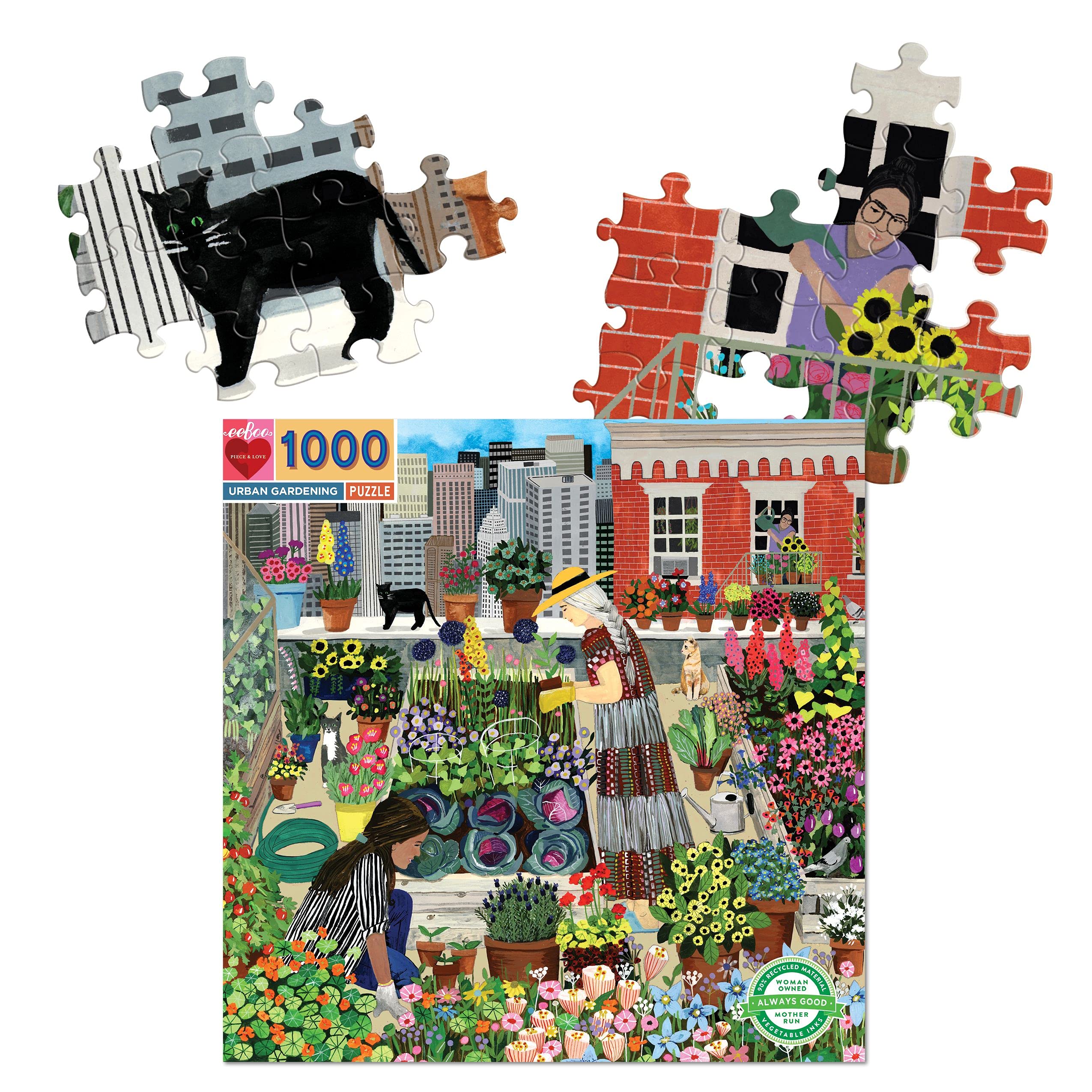 eeBoo Piece and Love Urban Gardening 1000 piece square adult Jigsaw Puzzle