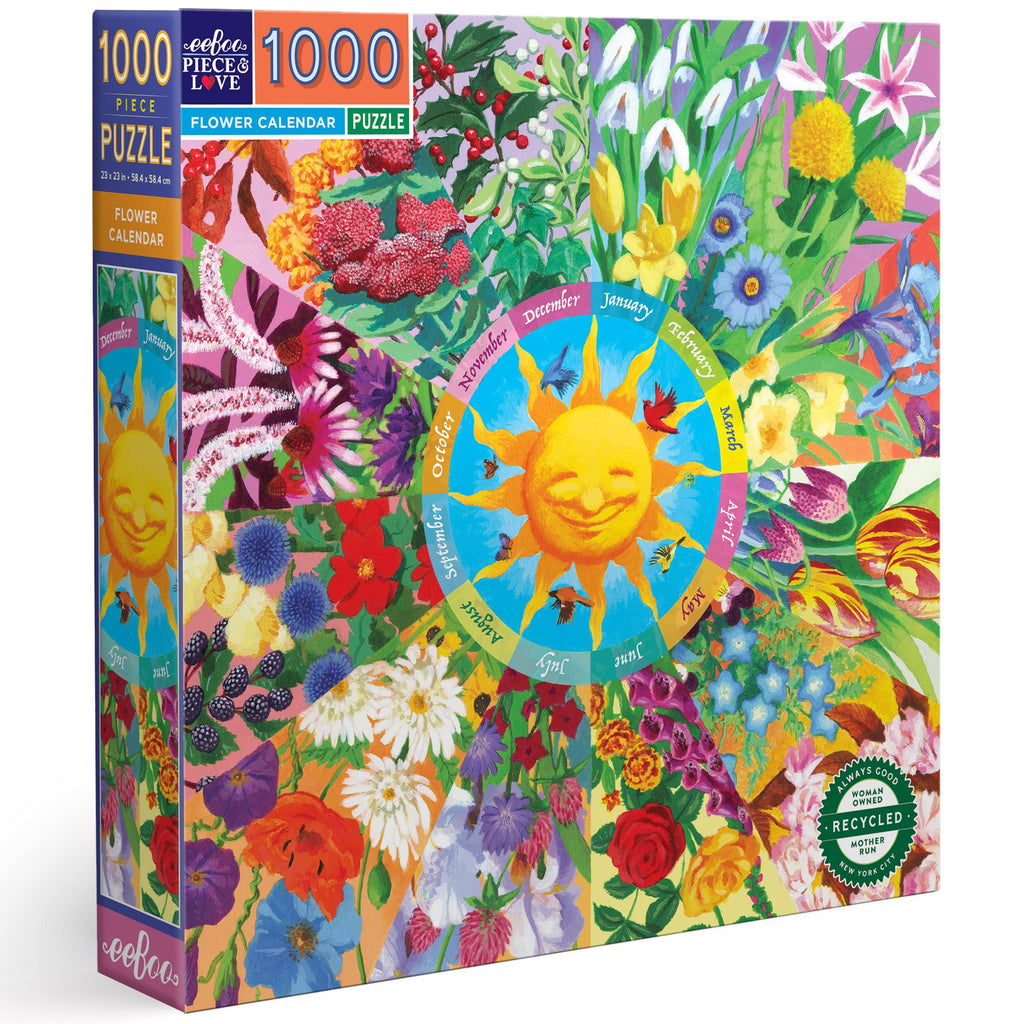 Eebbo 1000 Piece Floral Calendar Jigsaw Puzzle 58.5 x 58.5 cm