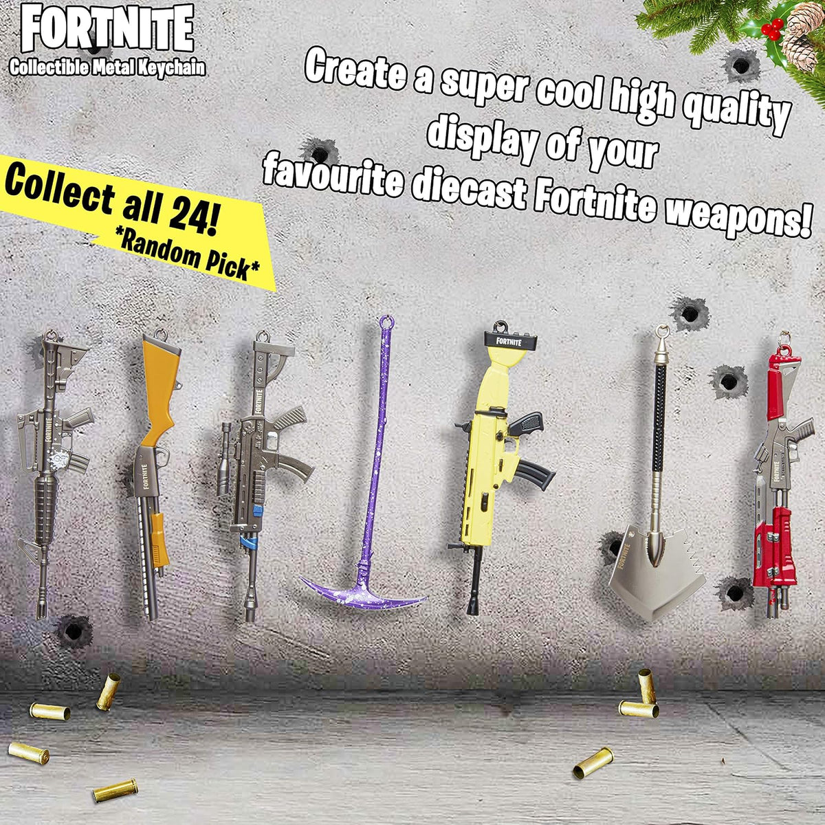 Fortnite Keyring, 3D Guns Keychain, Cool Keyrings For Party Bag Filler For Kids With Weapons Key-chains To Collect, Gift
