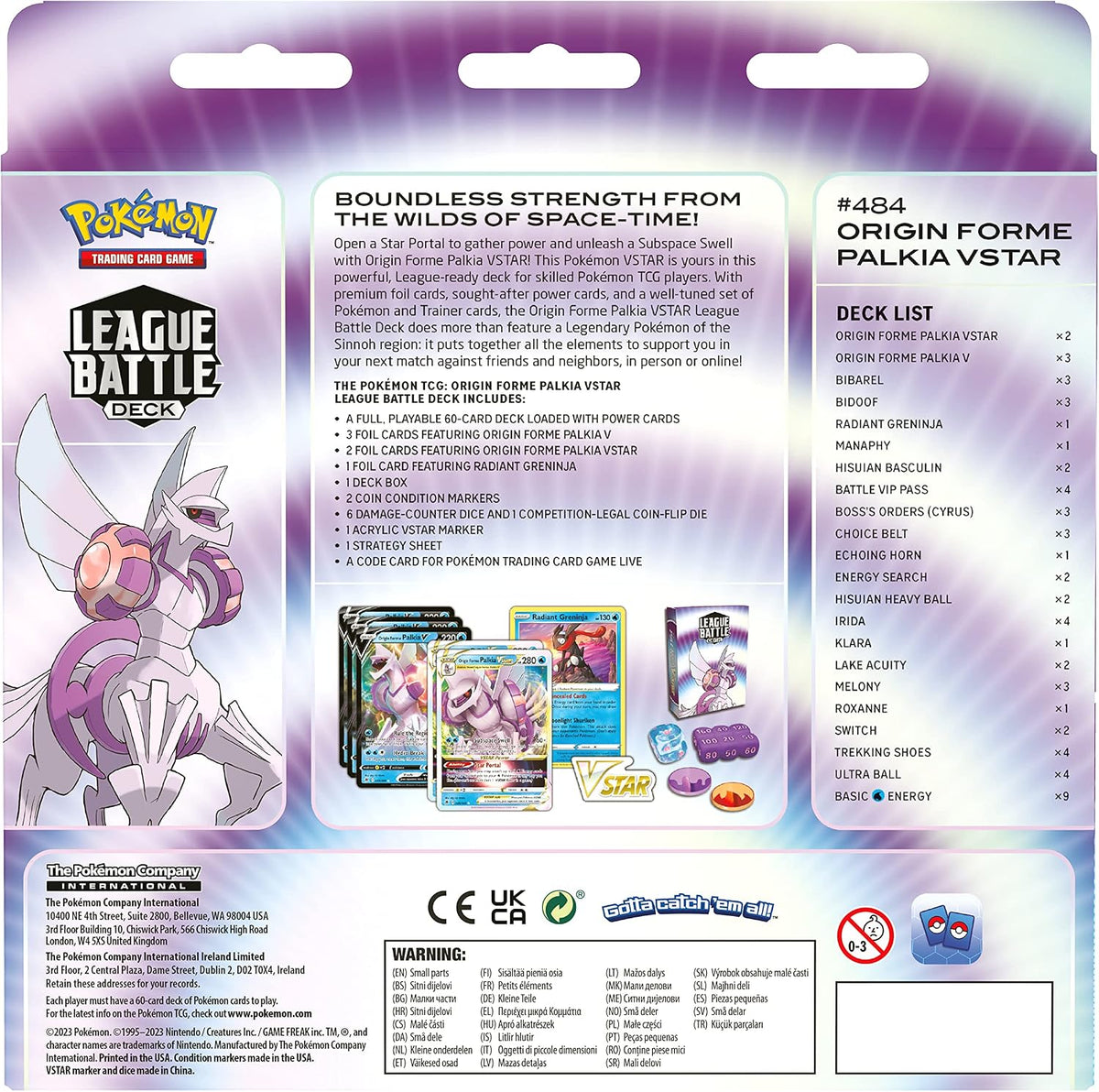 Pokémon TCG: Origin Forme Palkia VSTAR League Battle Deck (60-Card Ready-to-Play Deck, 3 Foil V Cards & 2 Foil VSTAR Car
