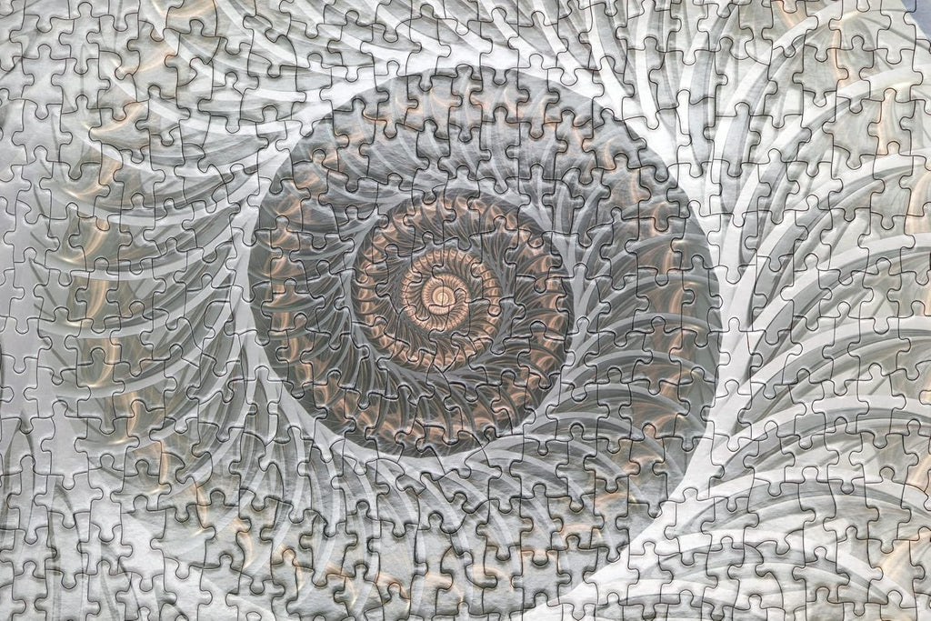 Perfectly Puzzled Shell Spiral 1000 Piece, Gift for a Puzzle Enthusiast, Calming Effect of Symmetry, Seashell Design, Ag