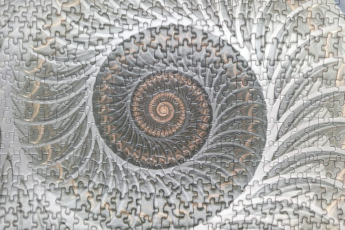 Perfectly Puzzled Shell Spiral 1000 Piece, Gift for a Puzzle Enthusiast, Calming Effect of Symmetry, Seashell Design, Ag