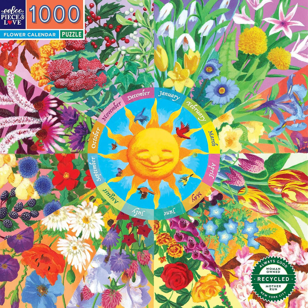 Eebbo 1000 Piece Floral Calendar Jigsaw Puzzle 58.5 x 58.5 cm