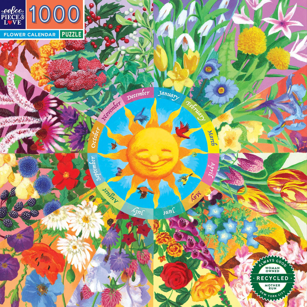 Eebbo 1000 Piece Floral Calendar Jigsaw Puzzle 58.5 x 58.5 cm