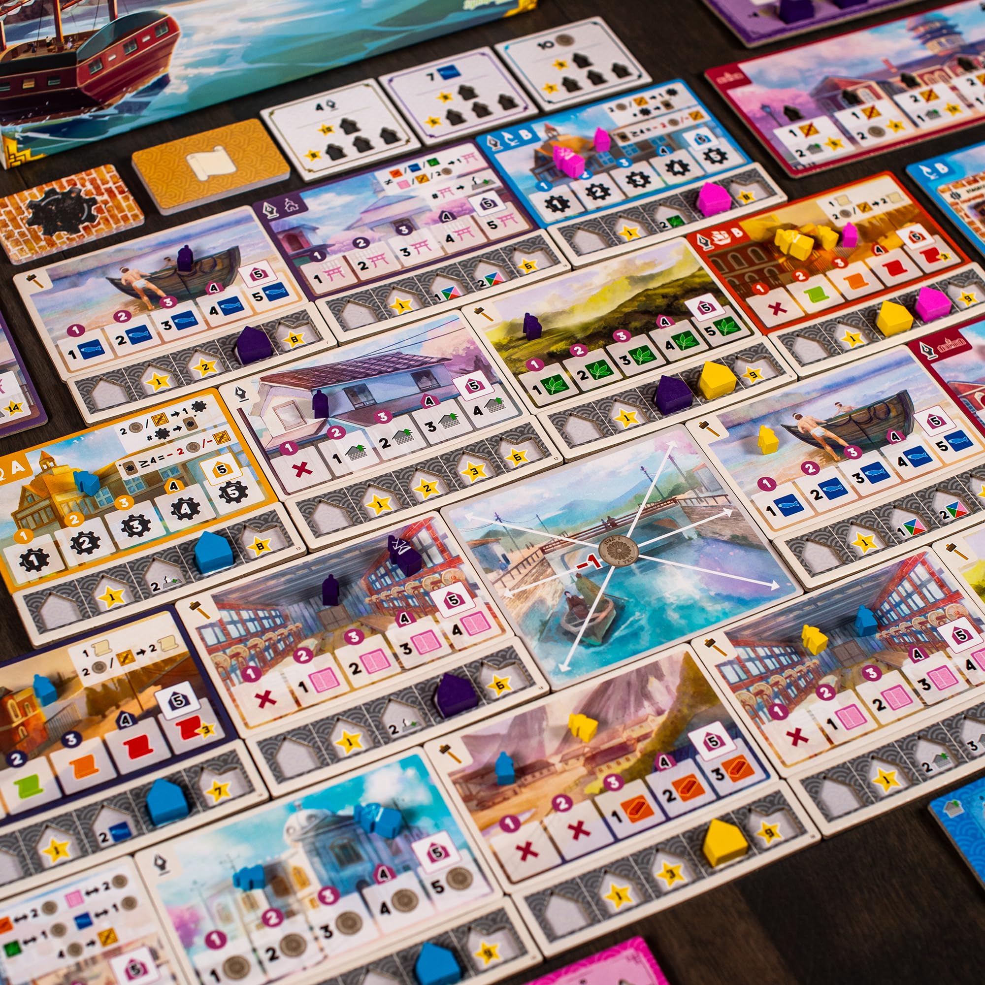 Synapses Games | Yokohama | Strategy Board Game | Worker Placement Set in Japan | 2 to 4 Players | 90 Minutes | Ages 14+