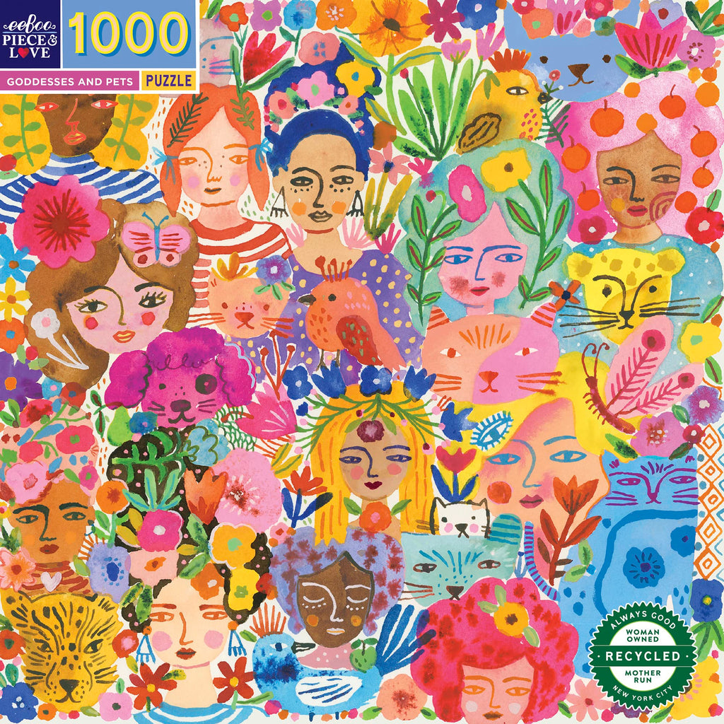 eeBoo Piece and Love Goddesses & Pets 1000 Piece Square Adult Jigsaw Puzzle/Ages 14+ (PZTGPE)