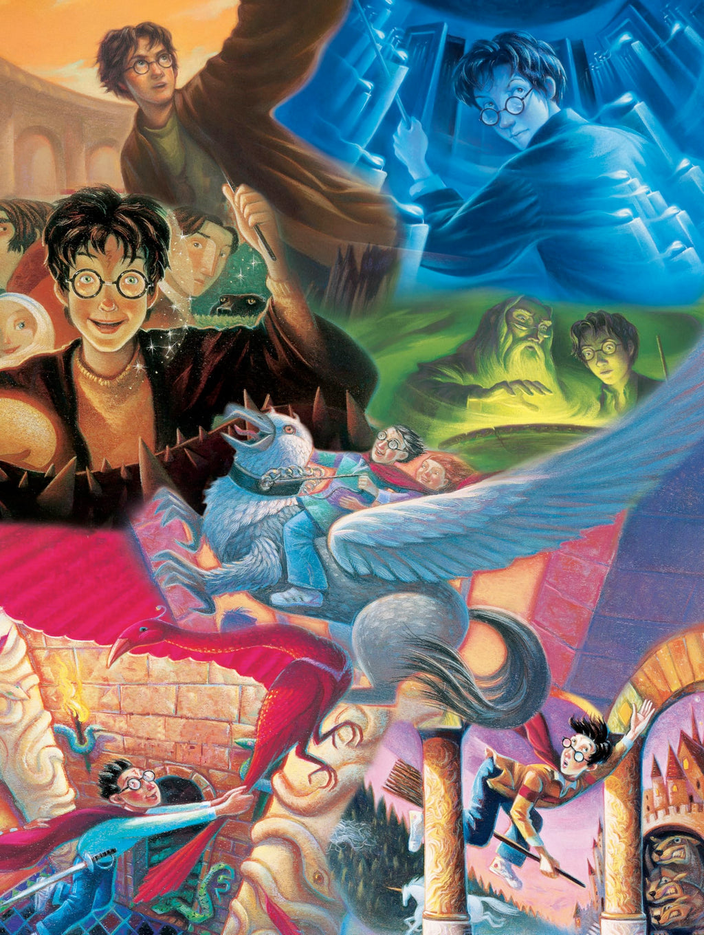 New York Puzzle Company - Harry Potter Harry Potter Mashup - 1500 Piece Jigsaw Puzzle for Adults by Mary Grand-Pré