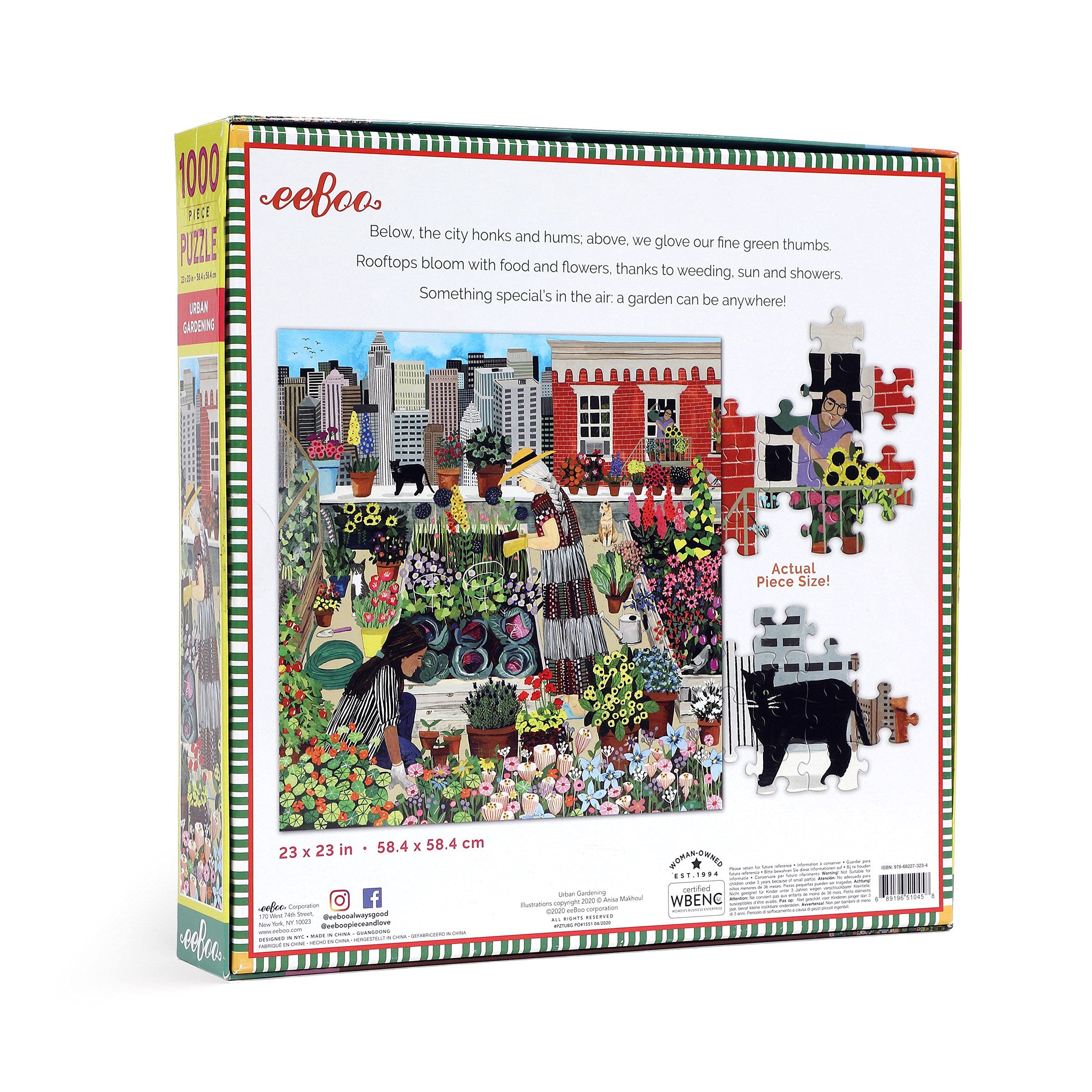 eeBoo Piece and Love Urban Gardening 1000 piece square adult Jigsaw Puzzle