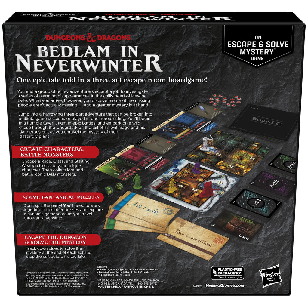 Hasbro Gaming Dungeons & Dragons: Bedlam in Neverwinter Board Game, Escape Room, Co-op Strategy Games for Kids 12 Years and Up, 2-6 Players, 3 Acts Approx. 90 Minutes Each