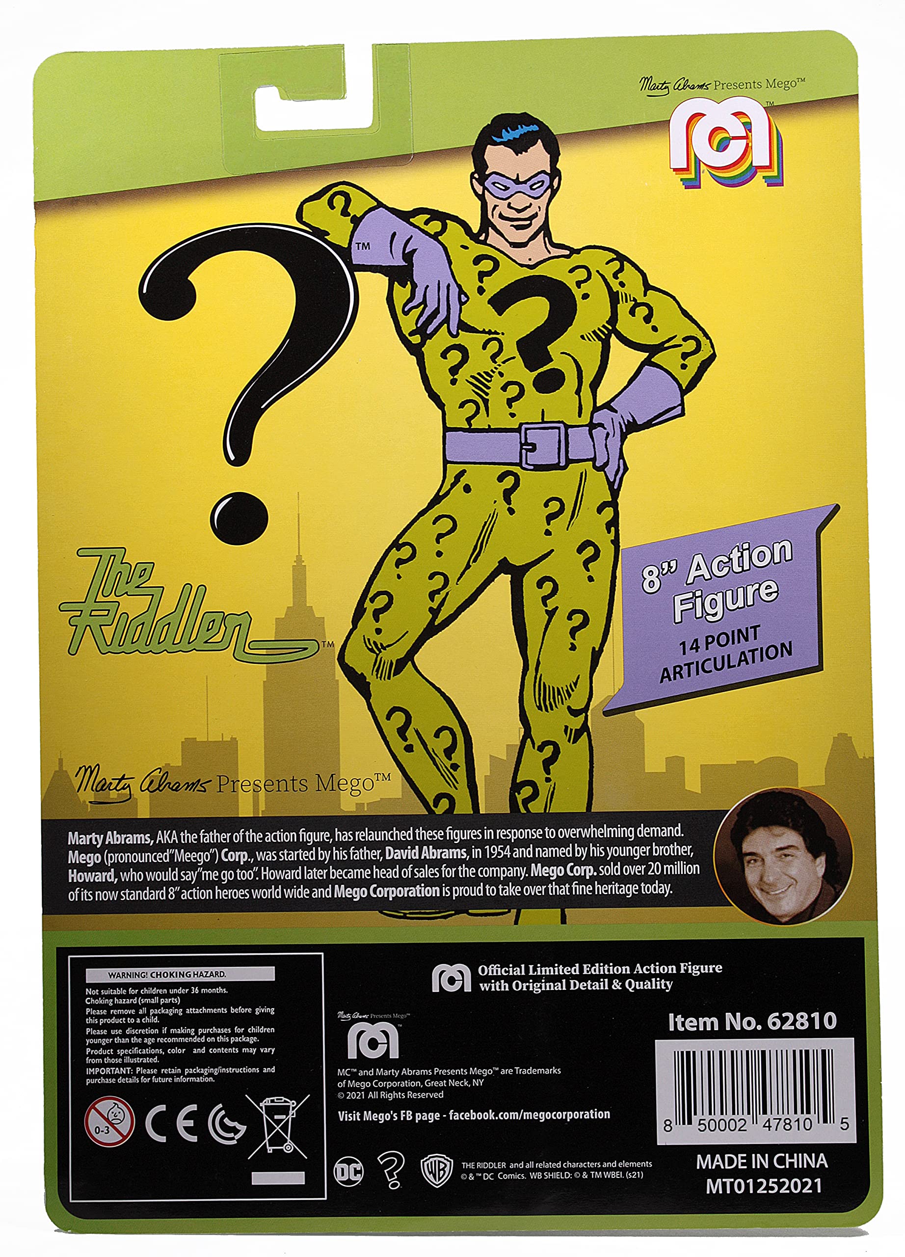 Mego DC Comics Riddler 8" Action Figure Multicolor