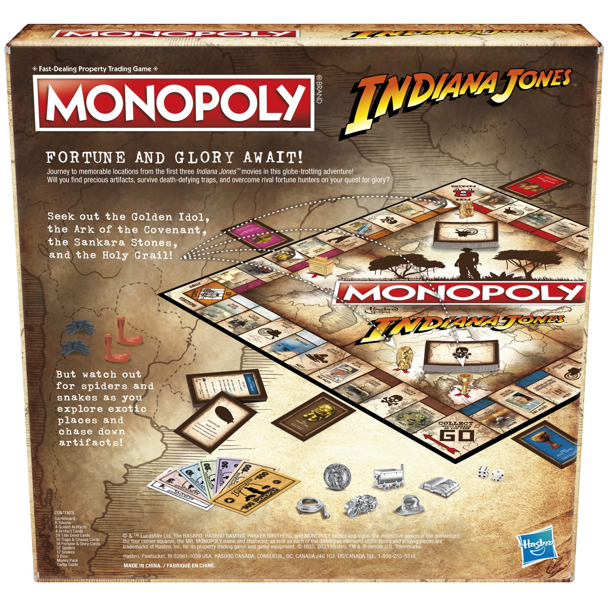 Hasbro Gaming Monopoly Indiana Jones Game, Inspired by The Indiana Jones Movies, Board Game for 2-6 Players, Ages 8 and Up