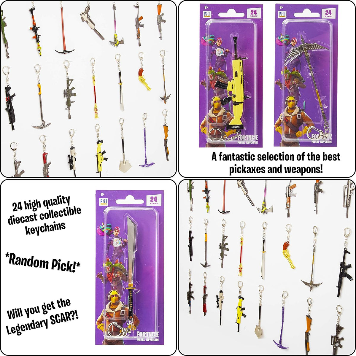 Fortnite Keyring, 3D Guns Keychain, Cool Keyrings For Party Bag Filler For Kids With Weapons Key-chains To Collect, Gift