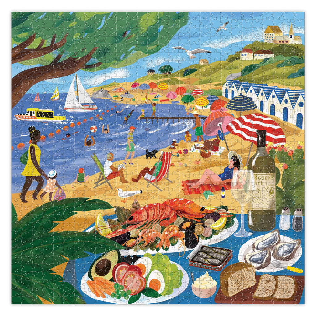 eeBoo Piece and Love Beach Umbrellas 1000 piece square adult Jigsaw Puzzle