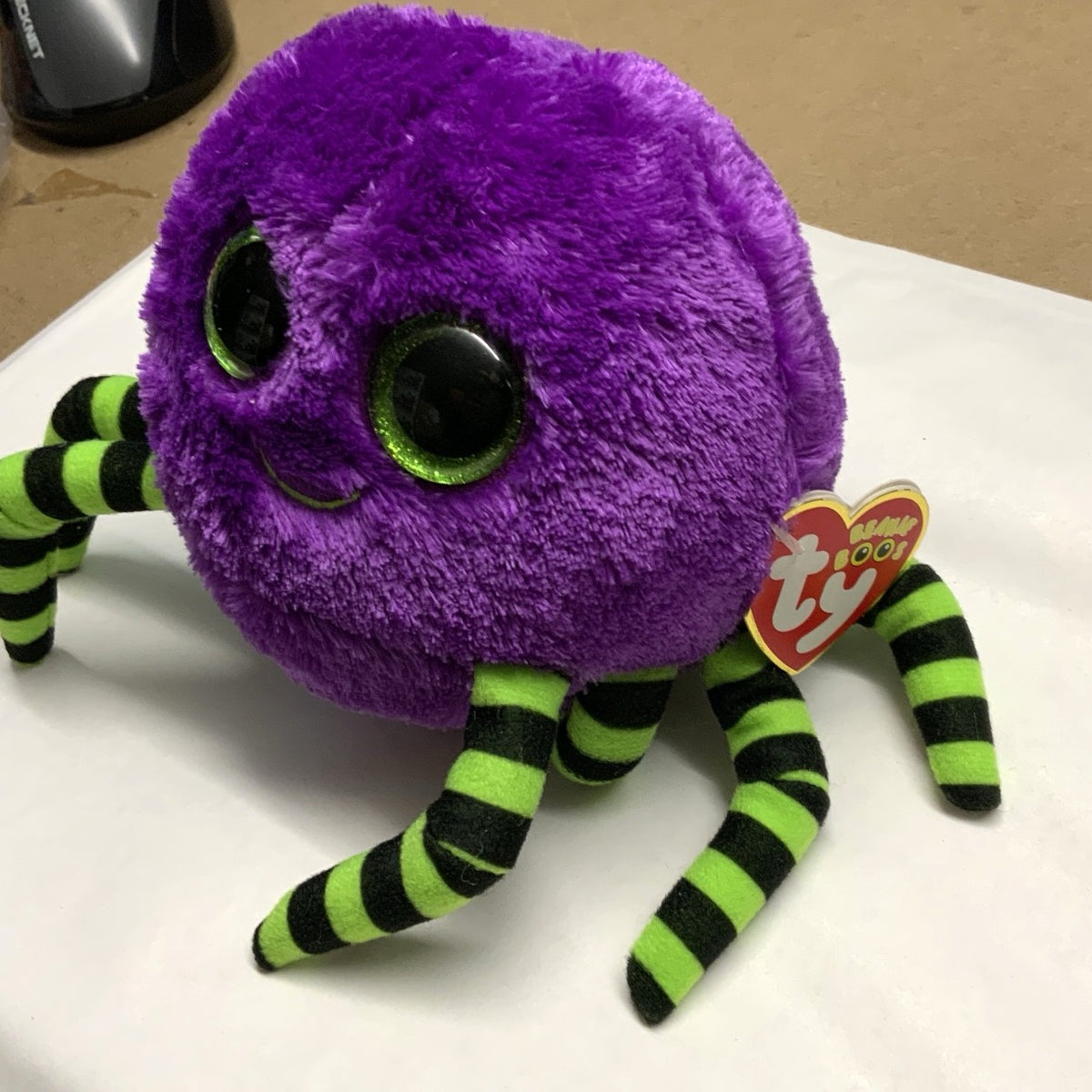 Ty Beanie Boos purple spider side view with tag
