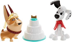 101 Dalmatian Street GBM40 Disney Party 2-Pack, Dylan & Clarissa Dog Figures (3-in) with Wedding Cake, Cape, and Veil Accessories, Multicoloured - Celador Books & Gifts