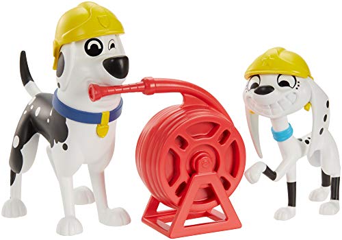 101 Dalmatian Street GBM38 Disney, Firehouse Fun 2-Pack, Dolly & Dad Dog Figures (3-in) with 2 Helmets and Firehose Accessories, Multicoloured - Celador Books & Gifts