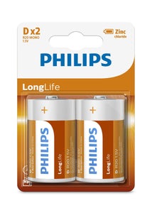 Philips - 54952 - Battery (2) R20 D - Longlife - Random Color - Celador Books & Gifts