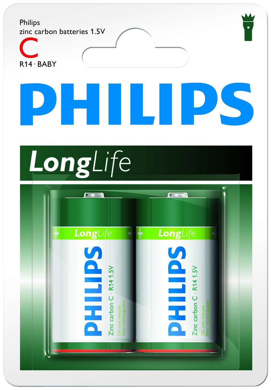 Philips Longlife Battery C, 2-Blister - Celador Books & Gifts